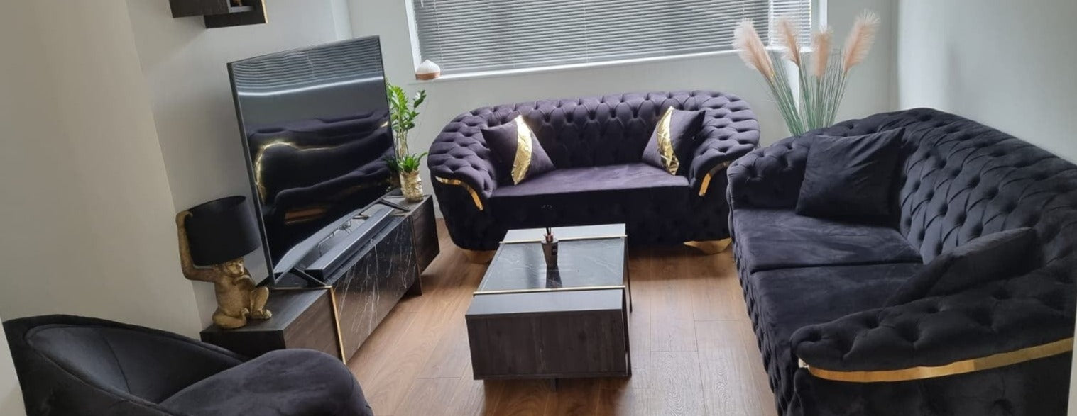 sofa, bvlgari, plush velvet, 3+2, chrome detailing, gold detailing, quality, comfy sofa, #