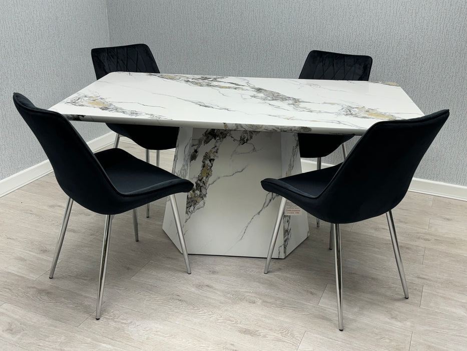 Capri Marble Effect Dining Table Set