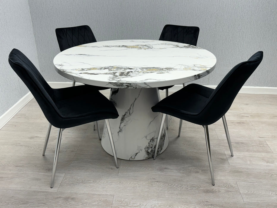 Capri Marble Effect Dining Table Set