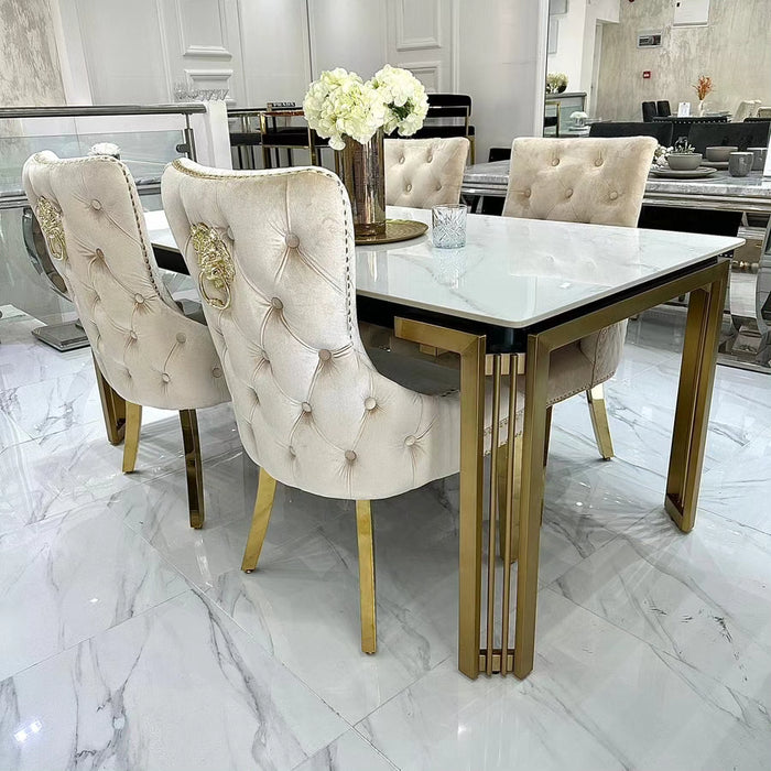 Sorrento Sintered Stone Rectangle Dining Table + Victoria Velvet Dining Chairs