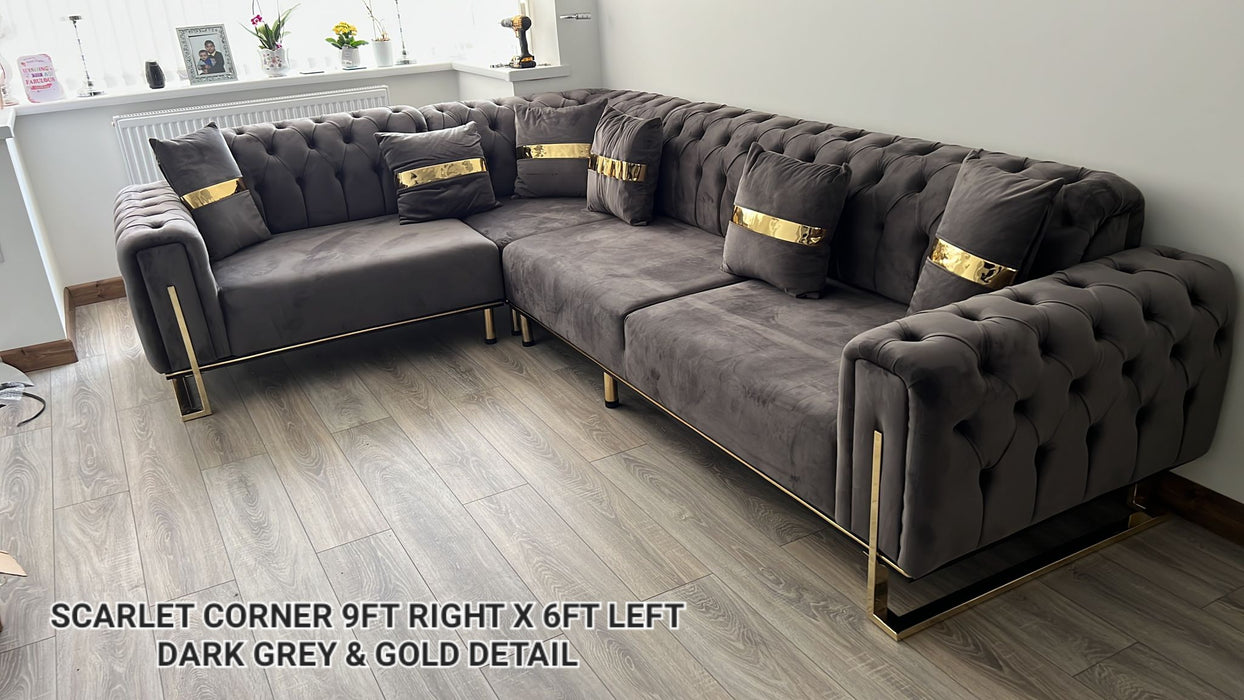 Scarlet Corner Sofa Range In Plush Velvet