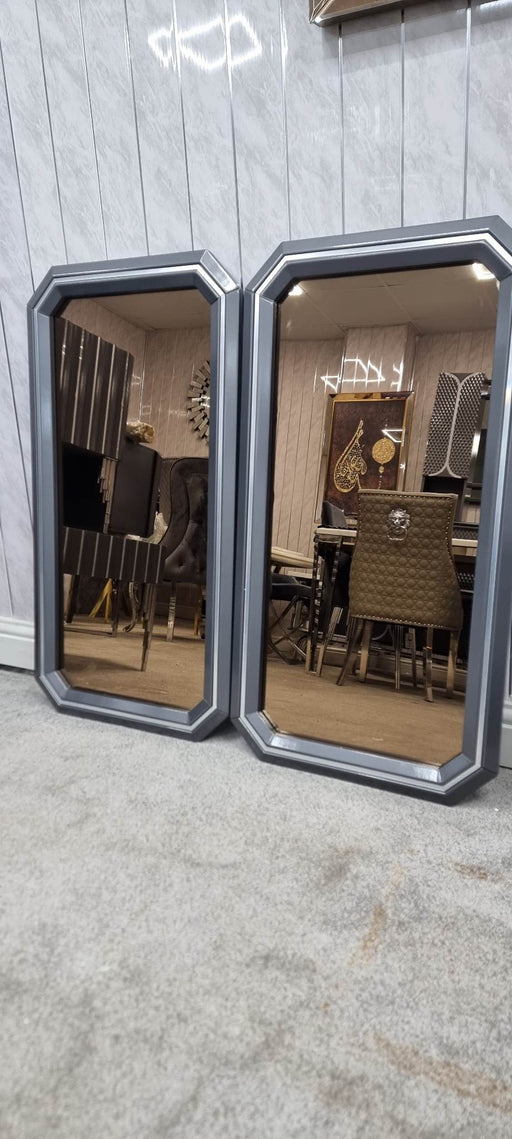 Lotus mirror grey chrome livingroom bedroom modern designer beautiful luxury love trending mdf glass heavyduty wallmirror pair 