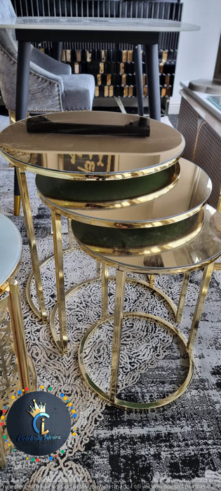 Nestof3 bronze gold tables sidetable goldtable livingroom furniture homedecor homeowner house nest 