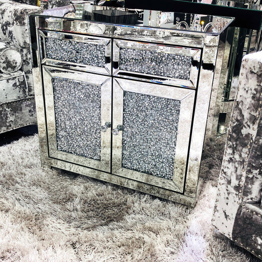Crushed diamond small sideboard Crusheddiamondsideboard sideboard smallsideboard crusheddiamond furniture shiny diamond storage small cabinet fyp trending beautiful love home homeowner luxury love trending 