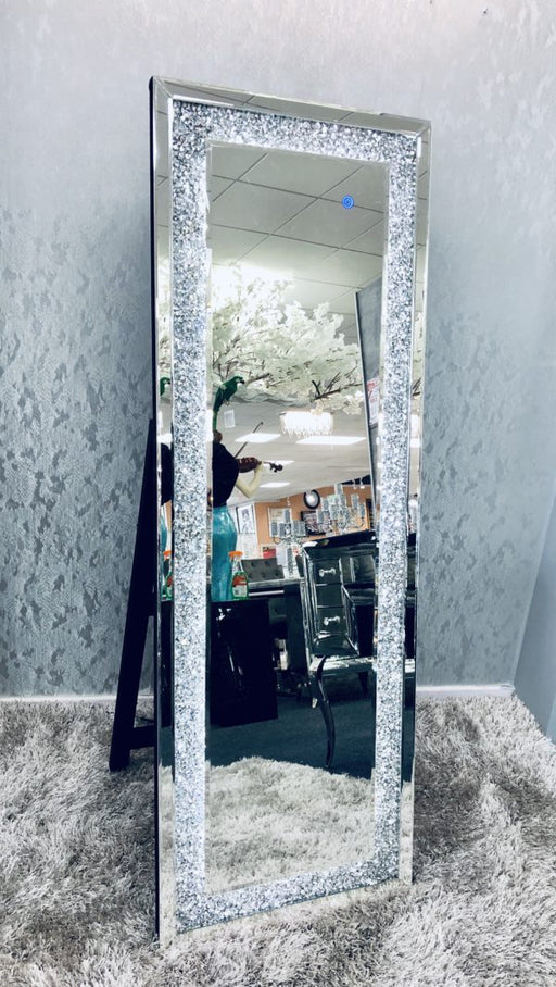 Crushed diamond led cheval mirror