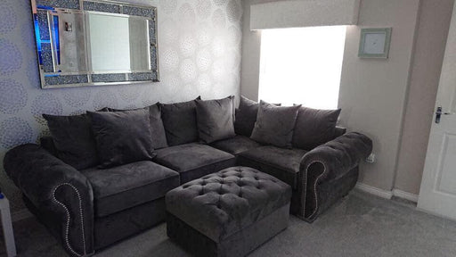 Rino lustro plush velvet corner sofa
