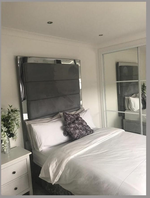 Denzel mirrored bed frame in plush velvet