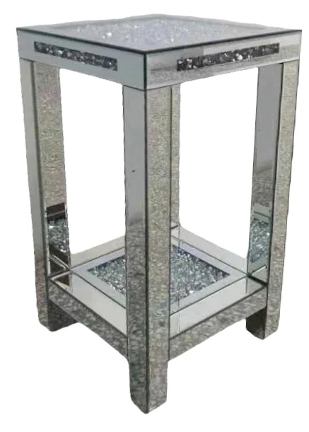 Crushed diamond column/lamp table Two Tier
