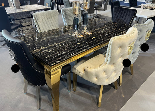 Marble Dining Table dining room furniture marble table dining chairs gold legs lion knocker chairs