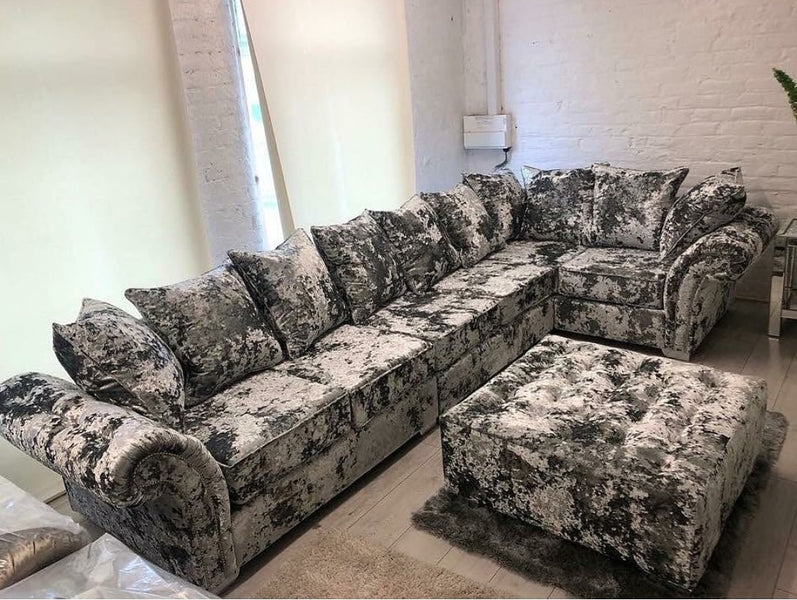 Crushed velvet l sofa discount