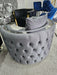 Casino Sofa Chair Grey Velvet & Chrome Detailing
