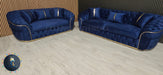 Ambassador 3+2 Seater In Navy & Gold Plush Velvet
