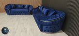 Ambassador 3+2 Seater In Navy & Gold Plush Velvet