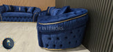 Ambassador 3+2 Seater In Navy & Gold Plush Velvet