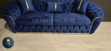 Ambassador 3+2 Seater In Navy & Gold Plush Velvet