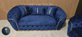 Ambassador 3+2 Seater In Navy & Gold Plush Velvet