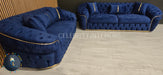 Ambassador 3+2 Seater In Navy & Gold Plush Velvet