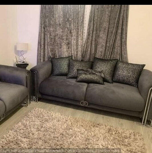 Elmira 3+1 Seater Grey and Chrome