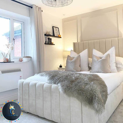 cream velvet bedframe modern 
