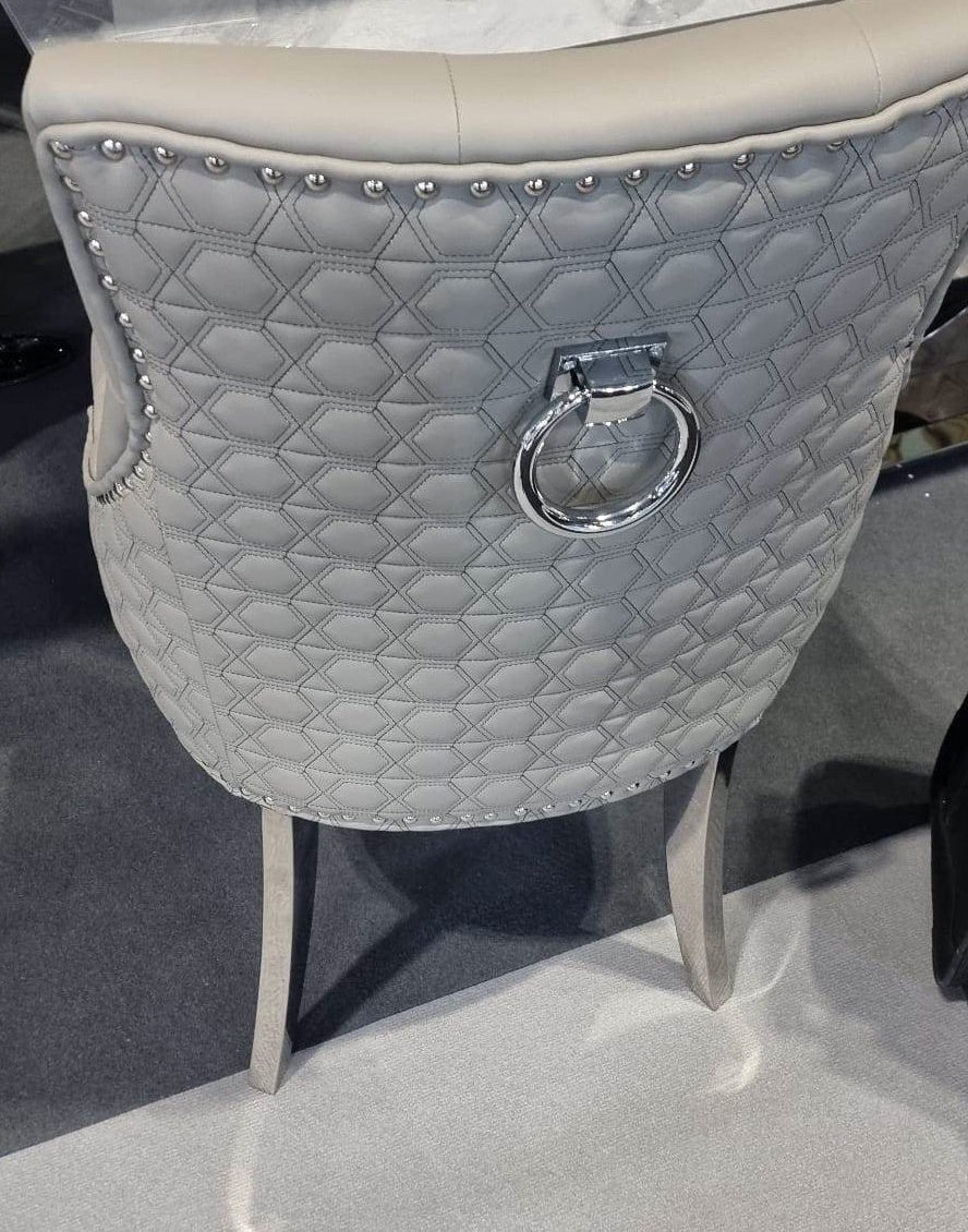 Leather dining chair knockerback chrome legs