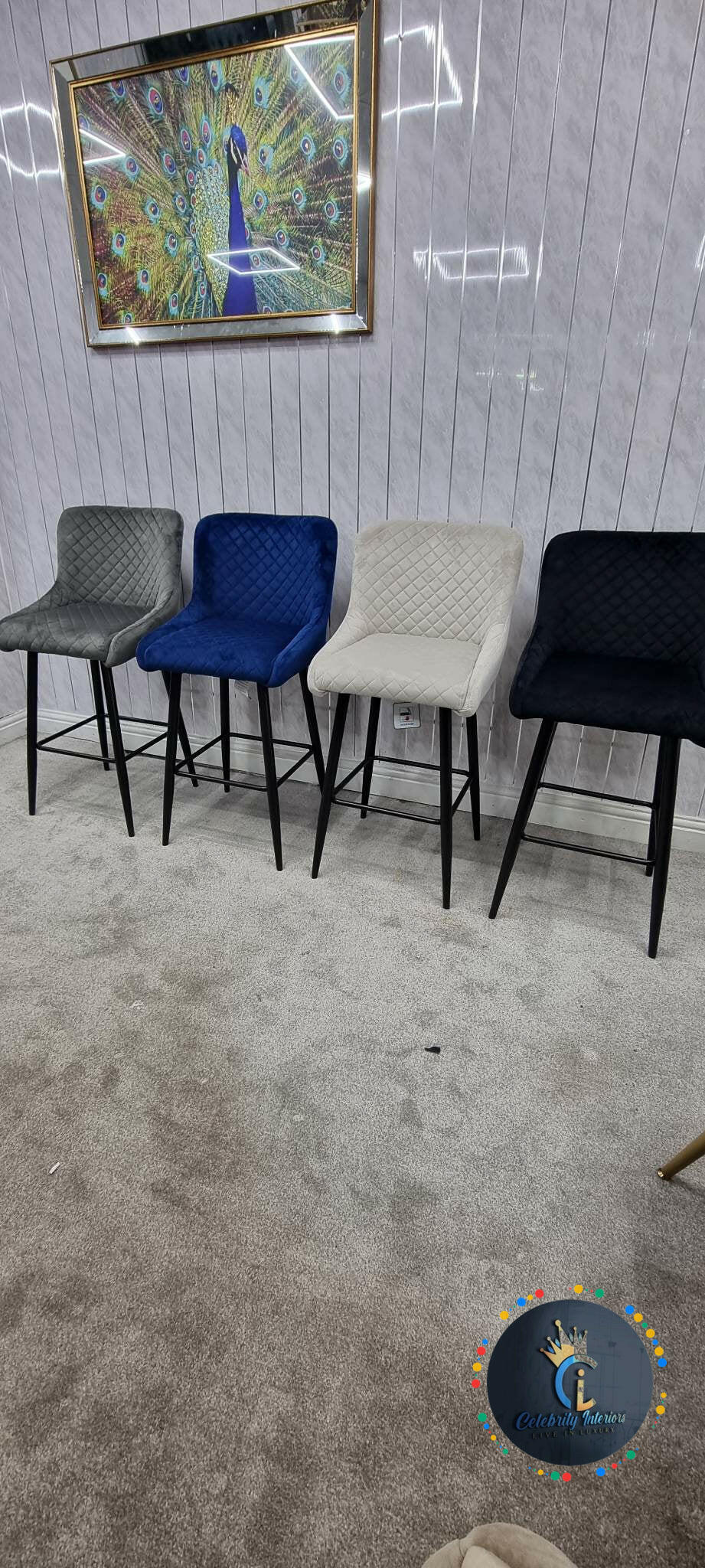 VEGAS VELVET BARSTOOL (BOX OF 2 STOOLS) — Celebrity Interiors