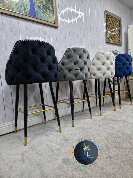 CHELSEA TUFFTED VELVET BARSTOOL