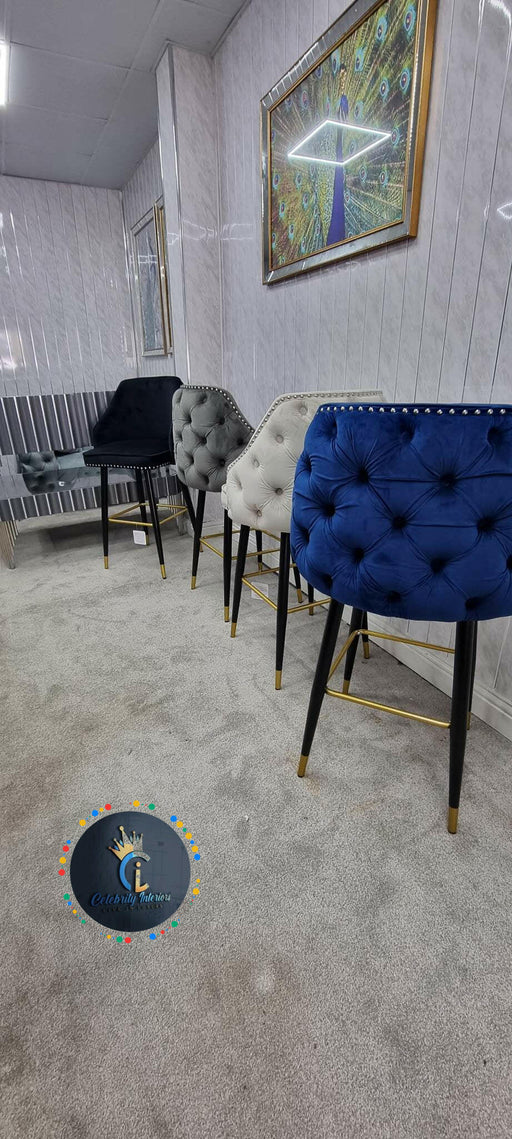 CHELSEA TUFFTED VELVET BARSTOOL