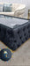 120cm x 60cm CHESTERFIELD UPHOLSTERED FOOTSTOOL/COFFEE TABLE WITH GLASS