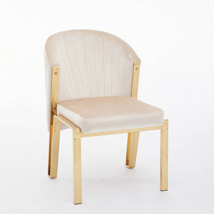 Fabio Shimmer Fabric Metal Plating Dining Chairs - Available In 3 Colours - Set Of 2