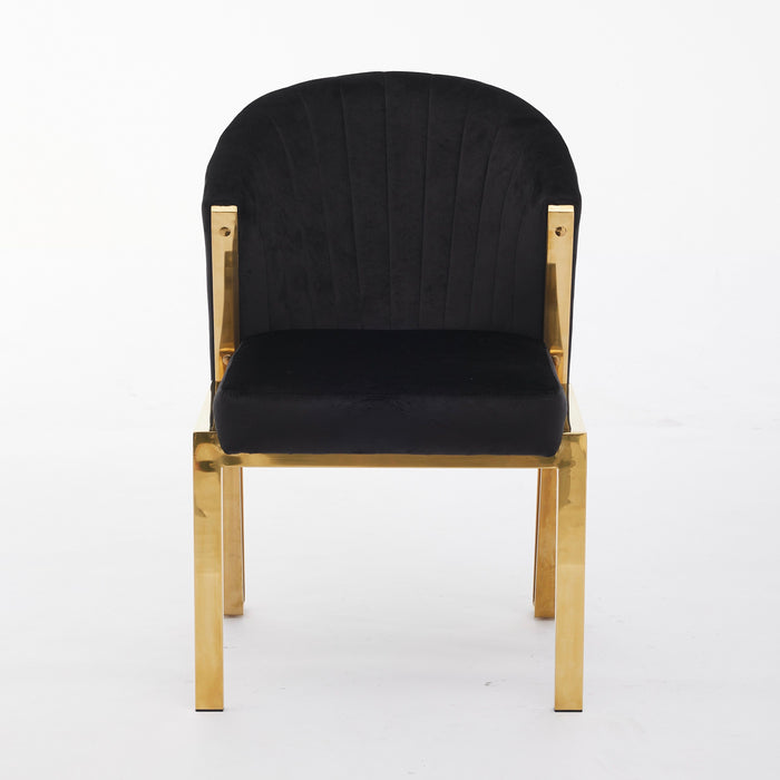 Fabio Shimmer Fabric Metal Plating Dining Chairs - Available In 3 Colours - Set Of 2