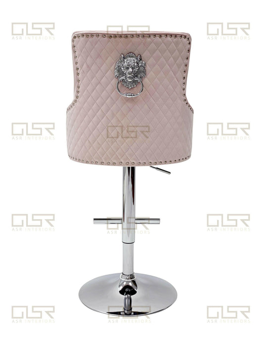 Majestic Velvet Bar Stool in Pink Plush Velvet