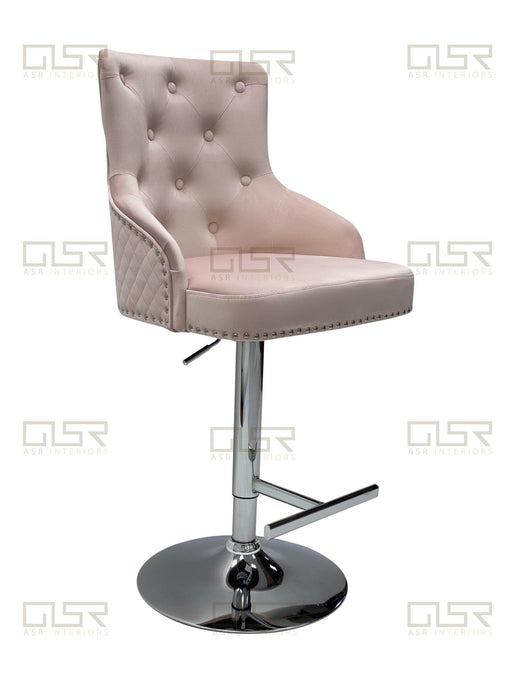 Majestic Velvet Bar Stool in Pink Plush Velvet