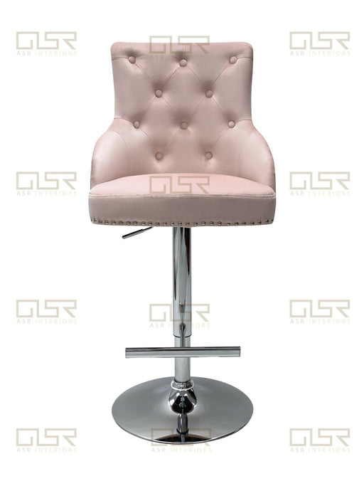 Majestic Velvet Bar Stool in Pink Plush Velvet