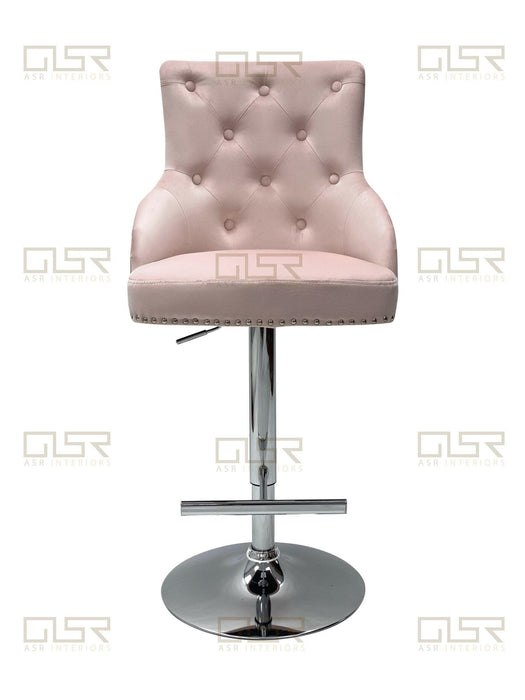Majestic Velvet Bar Stool in Pink Plush Velvet