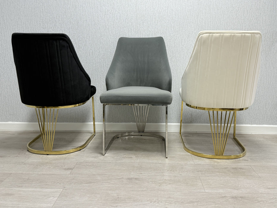 Lasco Plush Velvet Dining Chairs - Available In 3 Colours - Set Of 2