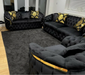 Bvlgari special 3+2 Sofa black velvet and gold