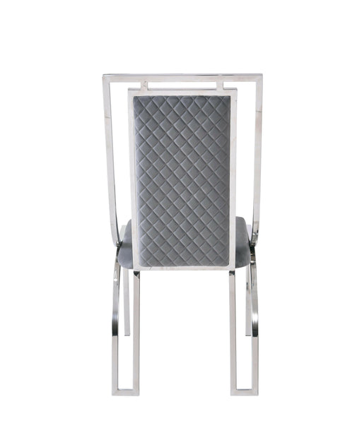 Amelia White Ceramic 180cm Silver Frame Table + 4 Windsor Dining Chairs