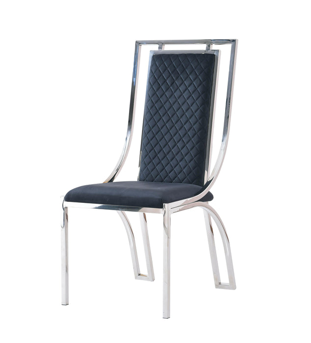 Amelia White Ceramic 180cm Silver Frame Table + 4 Windsor Dining Chairs