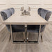 Freya 1.8 Dining Table Solid Light Pine wood with Chrome Metal Legs + Chelsea Dining Chair with Lion Knocker & Buttoned Back