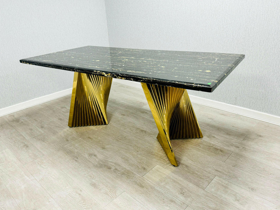 Ravello Gold Marble Dining Table & Windsor Dining Chair Set