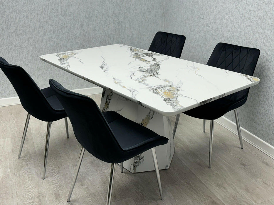 Capri Marble Effect Dining Table Set