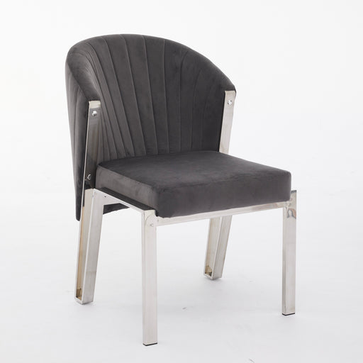 Santorini Sintered Stone Dining Table + Fabio Grey Shimmer Fabric Dining Chairs