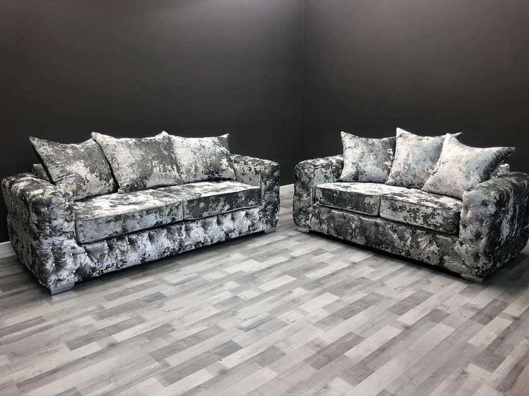 crushed velvet lustro 3+2 seater sofa