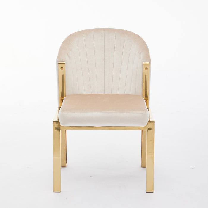 Fabio Shimmer Fabric Metal Plating Dining Chairs - Available In 3 Colours - Set Of 2