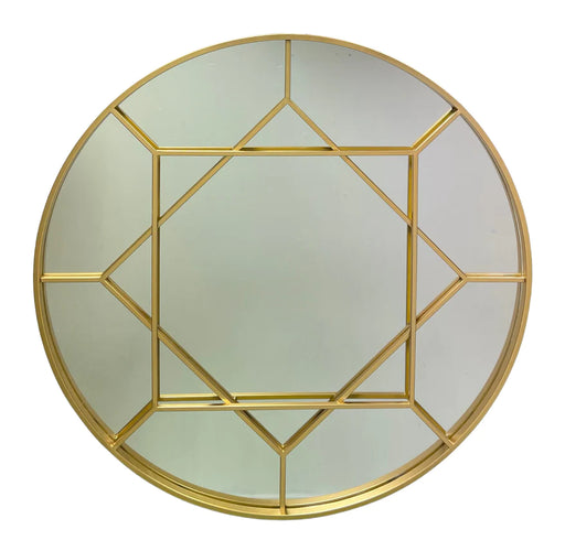 Round Mirror with Gold Detailing