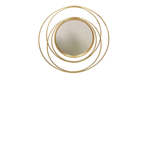 Round wall mirror with gold detailed pattern