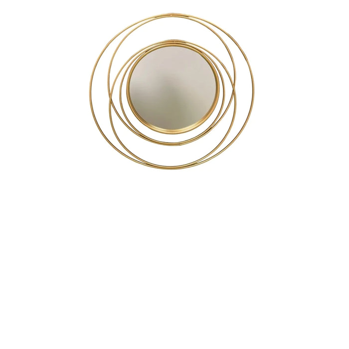 Round wall mirror with gold detailed pattern
