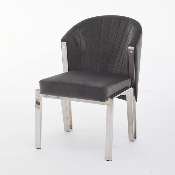 Fabio Shimmer Fabric Metal Plating Dining Chairs - Available In 3 Colours - Set Of 2