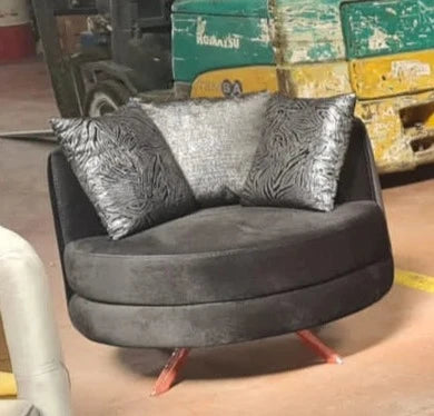 Elmira 3+1 Seater Grey and Chrome