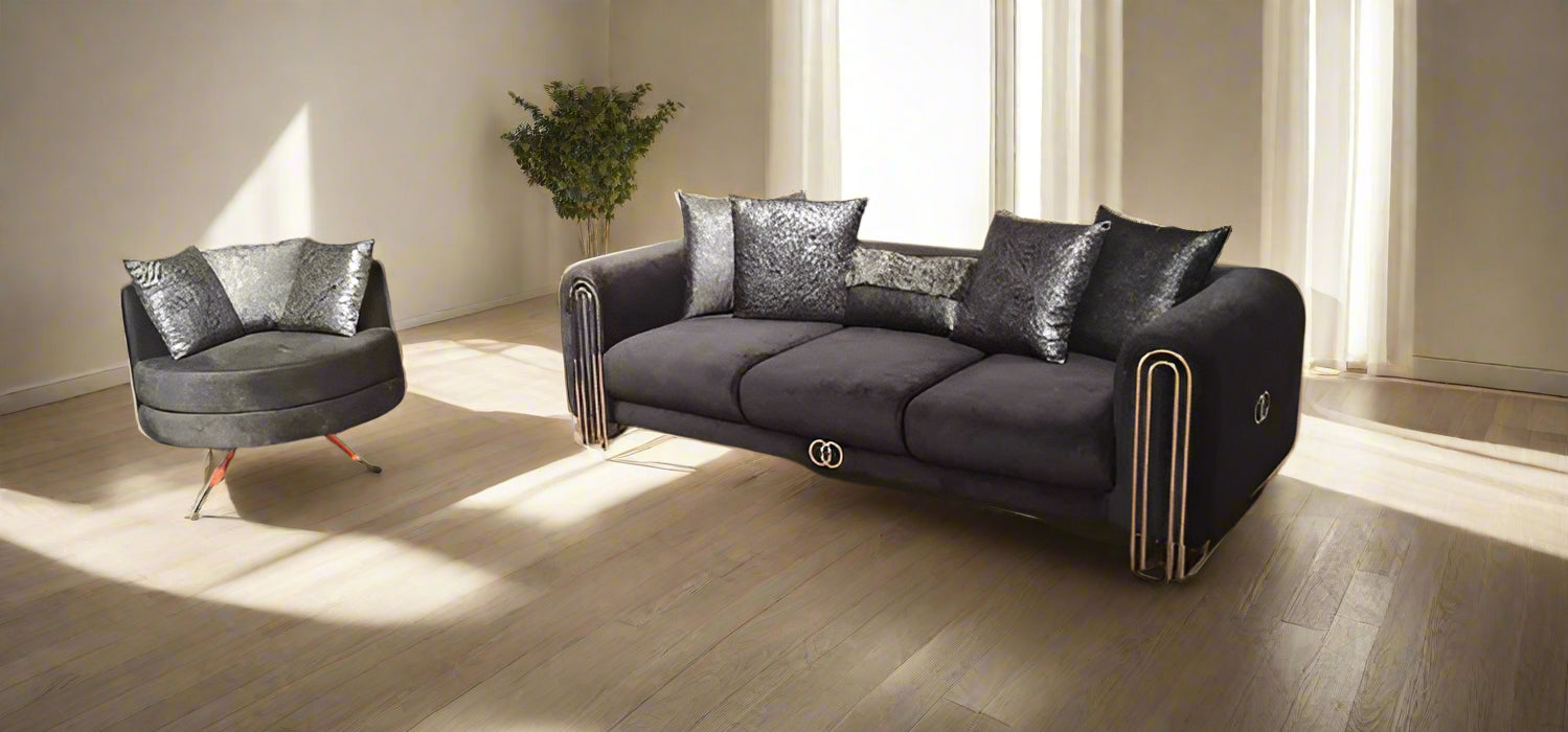 Elmira 3+1 Seater Grey and Chrome